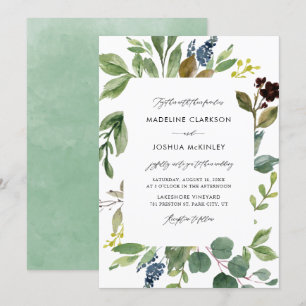 Watercolor Botanical Greenery Wedding Invitation