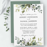 Watercolor Botanical Greenery Wedding Sage Green Invitation<br><div class="desc">Modern Elegant Watercolor Botanical Greenery Wedding Invitation Card includes eucalyptus leaves,  green botanical foliage,  dusty blue leaves and other beautiful botanical greenery. Sage Green Back.</div>