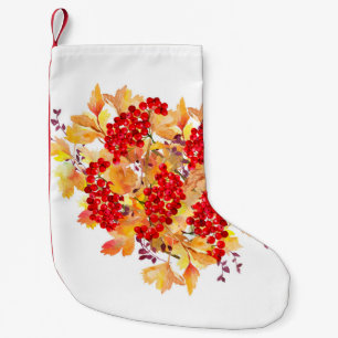 Watercolor botanical illustration. Heart shaped au Small Christmas Stocking