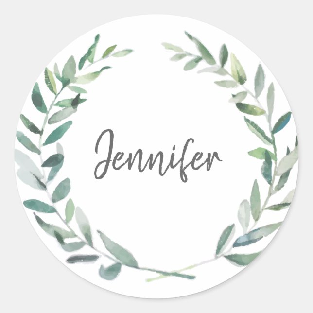 Watercolor botanical leaves monogram name seals (Front)
