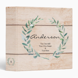 Watercolor botanical leaves on Wooden splatter Binder