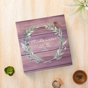 Watercolor botanical leaves on Wooden splatter Binder