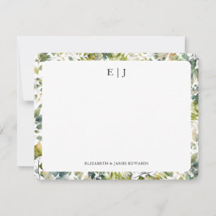Watercolor Botanical Leaves Personalized Card