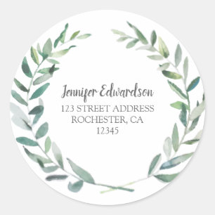 Watercolor botanical leaves return address seals