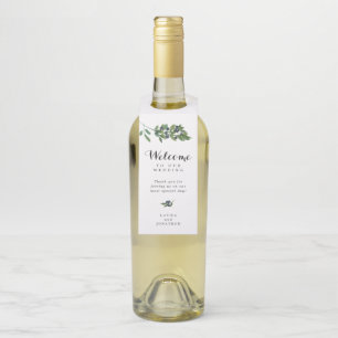 Watercolor Botanical Olive Vineyard Wedding Favour Bottle Tag