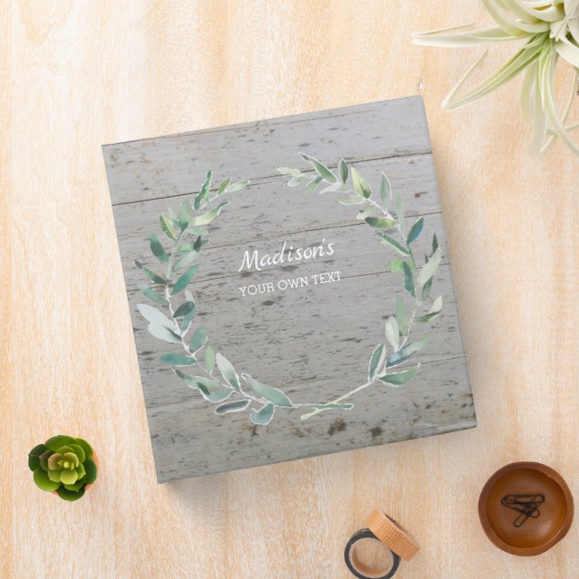 Watercolor botanical olive wreath leaves personal binder (In Situ)