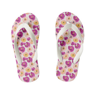 Watercolor Botanical Pattern Kid's Flip Flops