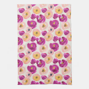 Watercolor Botanical Pattern Kitchen Towel
