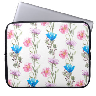 Watercolor botanical pattern laptop sleeve