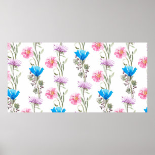 Watercolor botanical pattern poster