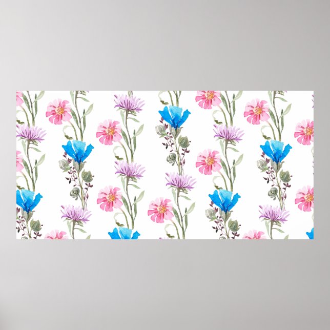 Watercolor botanical pattern poster (Front)