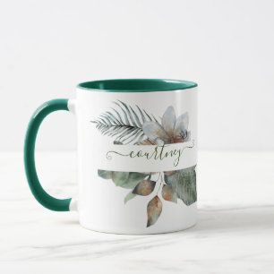 Watercolor botanical personalized mug