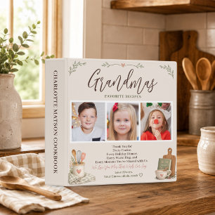 Watercolor Botanical Photo Grandmas Recipe Binder