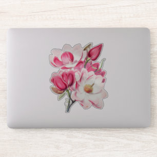 Watercolor Botanical Pink Magnolia Flowers