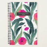 Watercolor Botanical Poppies Floral Pattern Planner<br><div class="desc">Watercolor inspired red poppies pattern with botanical greenery.  Personalize name inside grey rectangle at front.</div>