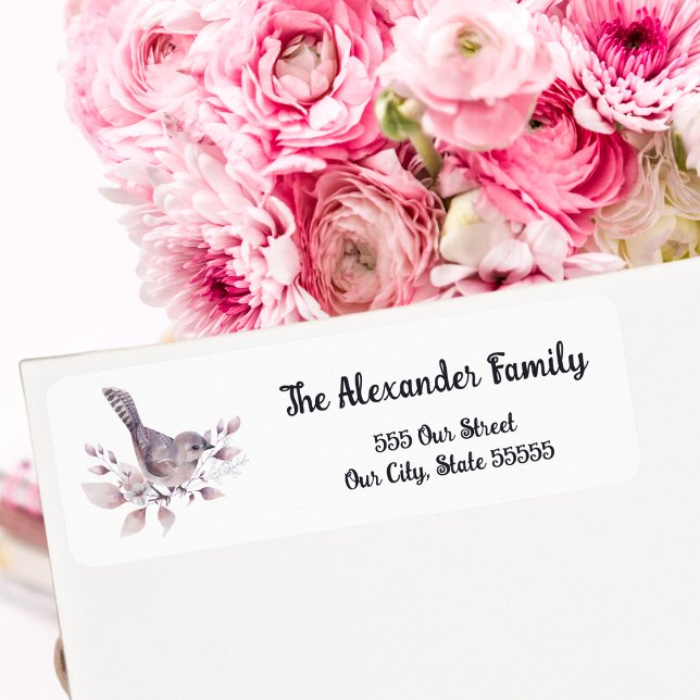 Watercolor Botanical Pretty Bird and Pink Foliage  (Creator Uploaded)