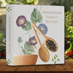 Watercolor Botanical Recipe Cookbook  Binder