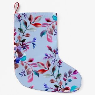 Watercolor botanical seamless pattern. Hand drawn  Small Christmas Stocking