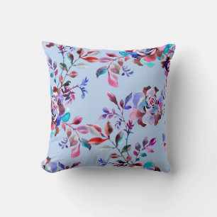 Watercolor botanical seamless pattern. Hand drawn Throw Pillow