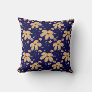 Watercolor Botanical Seamless Pattern Throw Pillow