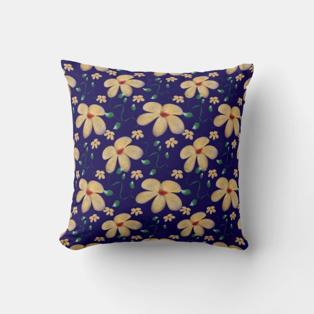 Watercolor Botanical Seamless Pattern   Throw Pillow (Front)