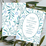 Watercolor Botanical Star of David Bar Bat Mitzvah Invitation<br><div class="desc">Perfect card to announce a bat mitzvah, bar mitzvah or other Jewish celebration! Hand made watercolor art for you on the front and back side! FULLY CUSTOMIZABLE! Click on “Personalize” above to edit the text. Click "edit using design tool" to adjust the fonts, colours and placements and to delete the...</div>