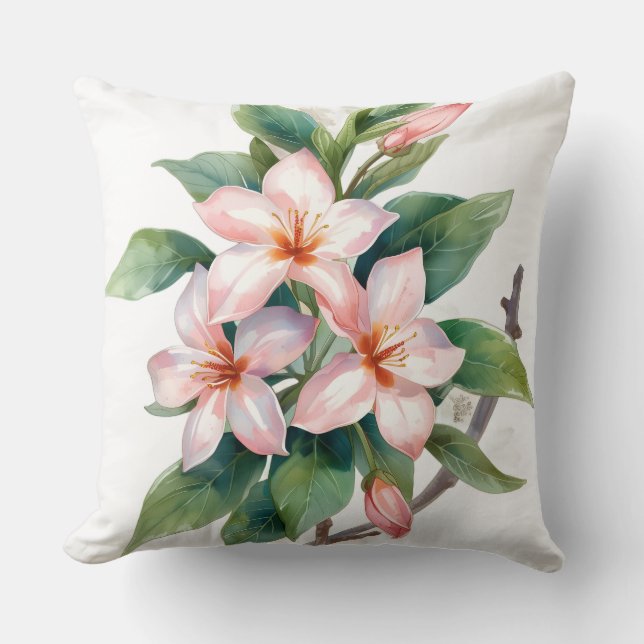 Watercolor Botanical Throw Pillow Cover (Front)
