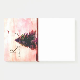 Watercolor Botanical Tree Rose Gold Abstract Post-it Notes