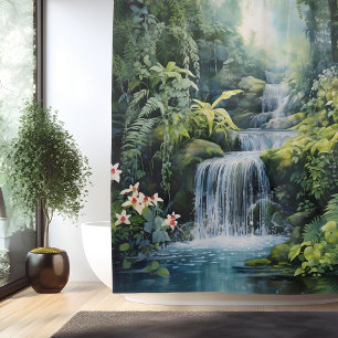 Watercolor Botanical Waterfall Oasis