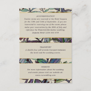 Watercolor botanical wedding guest information enclosure card