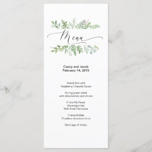 Watercolor Botanical Wedding Menu
