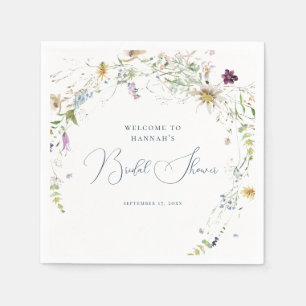 Watercolor Botanical Wildflower Bridal Shower Napkin