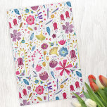Watercolor Botanical Wildflower Hedgerow Painting Kitchen Towel<br><div class="desc">A modern watercolor painting of flowers and leaves in rich autumn colours scattered on a white background.</div>