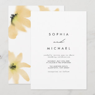 Watercolor Botanical Yellow Flowers Wedding Invitation