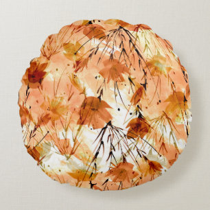 Watercolor Botanicals: Vintage Plant Pattern. Round Pillow