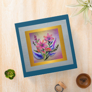Watercolor Bouquet Flowers, Colourful Background Binder