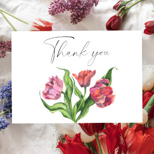 Watercolor bouquet flowers Thank You Card