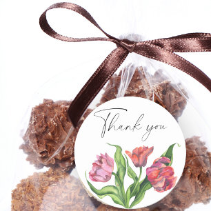 Watercolor bouquet flowers Thank You Card Classic Round Sticker