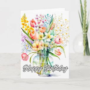 Watercolor Bouquet Of Flowers Card