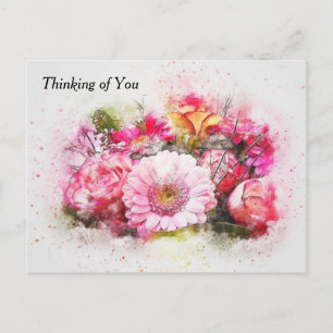 Watercolor Bouquet of Flowers Postcard
