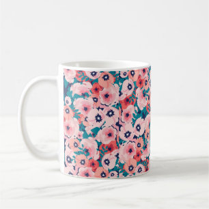 Watercolor bouquet of flowers seamless pattern coffee mug