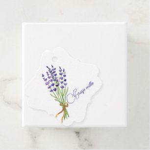 Watercolor Bouquet Purple Lavender  Grazie Mille  Favour Tags