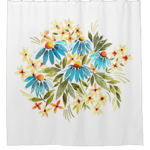 Watercolor bouquet, tender daisies, small leaves a