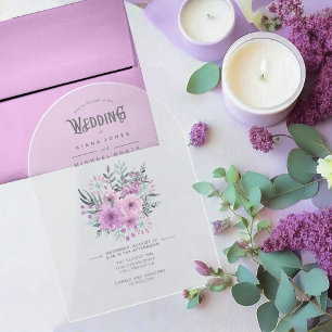 Watercolor Bouquet Wedding Lilac ID654 Acrylic Invitations