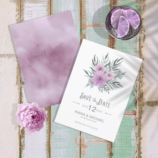 Watercolor Bouquet Wedding Lilac ID654 Save The Date (Creator Uploaded)