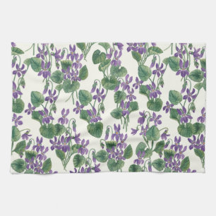 Watercolor bouquets of violets kitchen towel