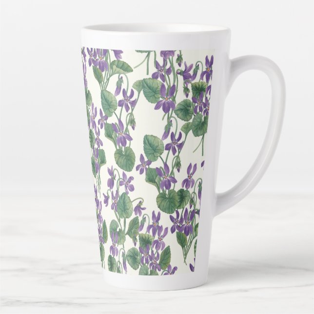 Watercolor bouquets of violets latte mug (Right)