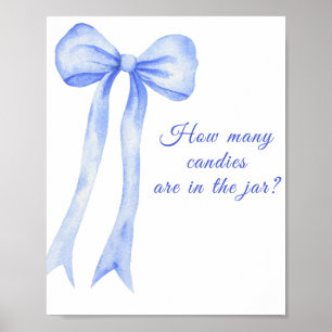 Watercolor bow - guess how many candies in jar poster