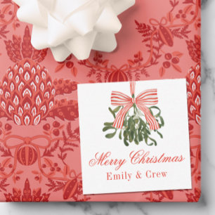 Watercolor Bow Mistletoe Christmas Card