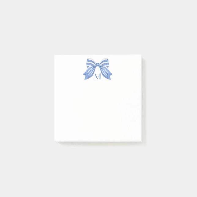 Watercolor Bow Monogram Post-it Notes (Front)